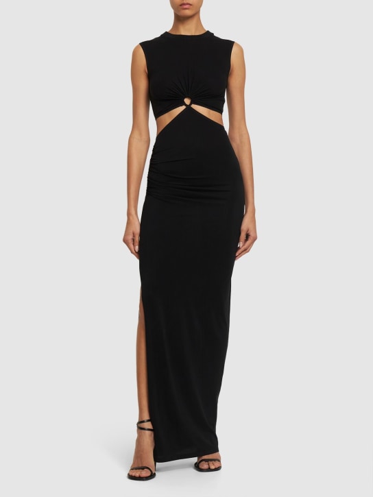 Nensi Dojaka: Vestito in jersey di cupro con cutout - Nero - women_1 | Luisa Via Roma