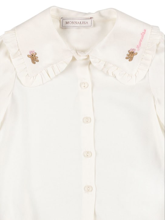 Monnalisa: 粘胶纤维衬衫 - 米白色 - kids-girls_1 | Luisa Via Roma
