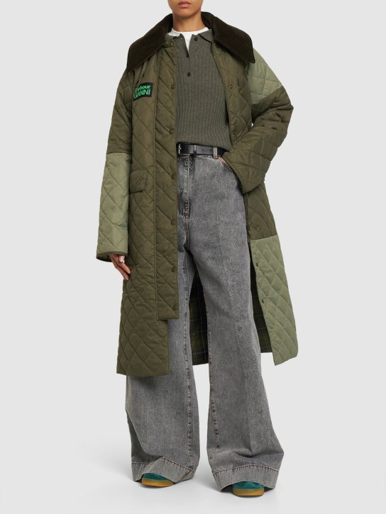 BARBOUR: Barbour x Ganni quilted Burghley jacket - Green - women_1 | Luisa Via Roma
