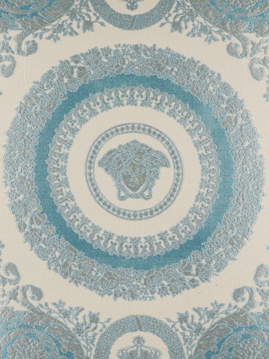 Versace: Crete De Fleur cushion - Blue - ecraft_1 | Luisa Via Roma