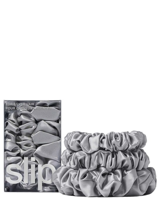 Slip: Set of 3 silk scrunchies - Silver - beauty-women_1 | Luisa Via Roma