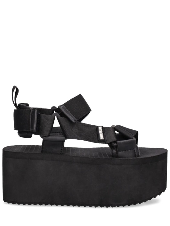 Moschino: 80mm Nylon platform sandals - Siyah - women_0 | Luisa Via Roma