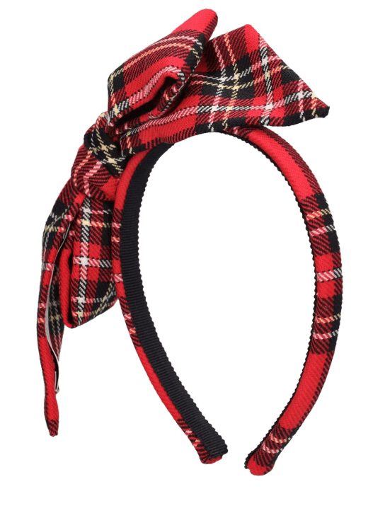 Alessandra Rich: Tartan headband w/ bow - Red/Black - women_0 | Luisa Via Roma