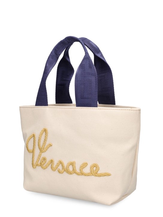 Versace: 刺绣托特包 - 金色/米黄色 - kids-girls_1 | Luisa Via Roma
