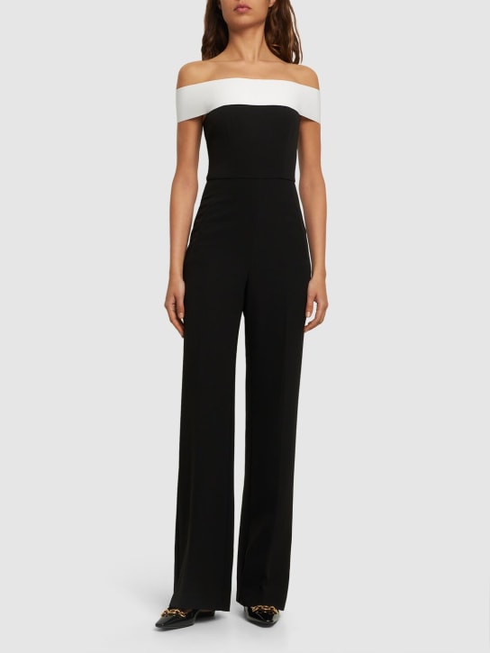 Roland Mouret: Off-the-shoulder stretch cady jumpsuit - Siyah - women_1 | Luisa Via Roma