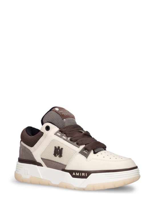 Amiri: MA-1 leather low top sneakers - Kahverengi - men_1 | Luisa Via Roma