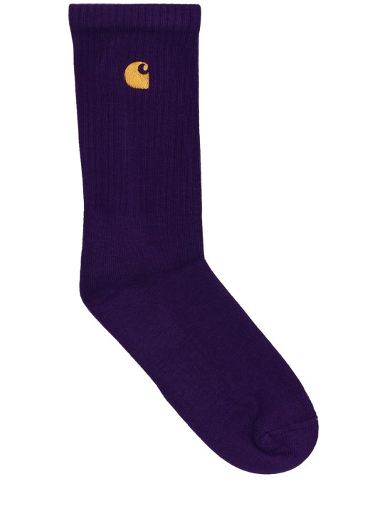 Carhartt WIP: Chaussettes Chase - Violet/Or - men_0 | Luisa Via Roma