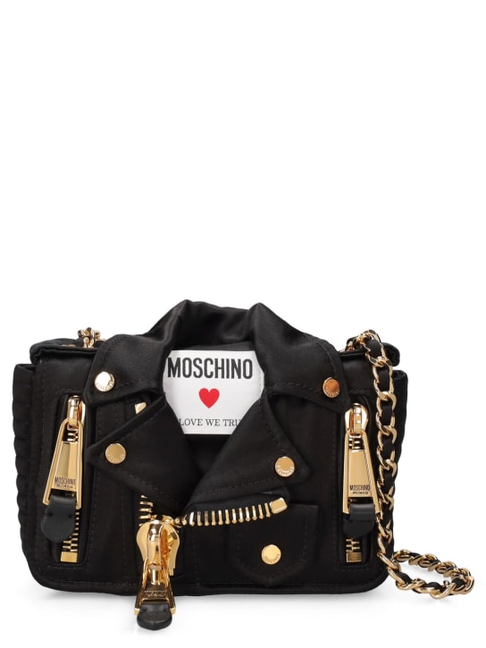 Moschino: In Love We Trust Biker satin bag - Black - women_0 | Luisa Via Roma