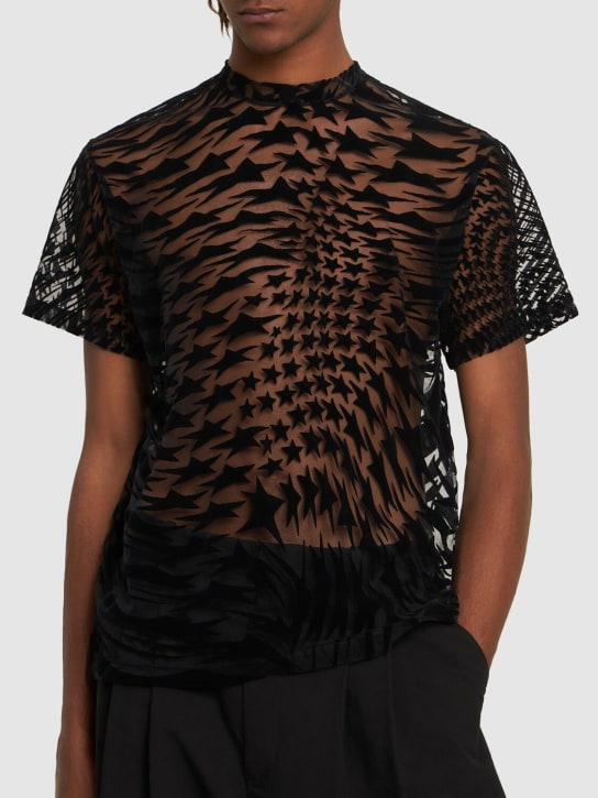 MUGLER: Flocked star tulle t-shirt - men_2 | Luisa Via Roma