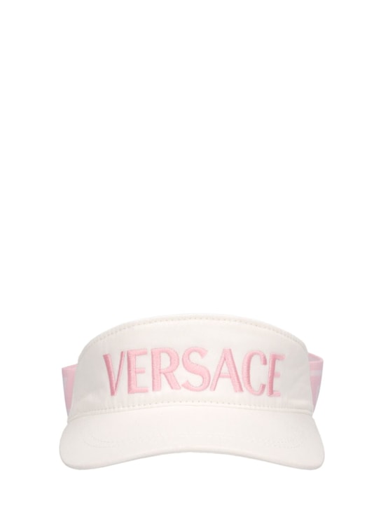 Versace: Visière en drill de coton - Blanc/Rose - kids-girls_0 | Luisa Via Roma