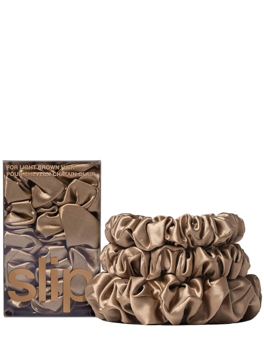 Slip: Set of 3 silk scrunchies - Hellbraun - beauty-women_1 | Luisa Via Roma
