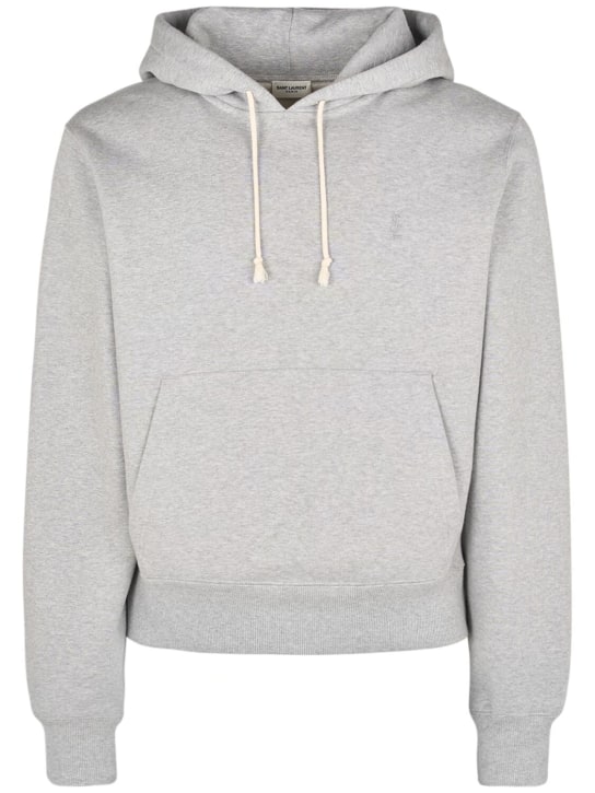 Saint Laurent: Cassandre cotton hoodie - Grey - men_0 | Luisa Via Roma