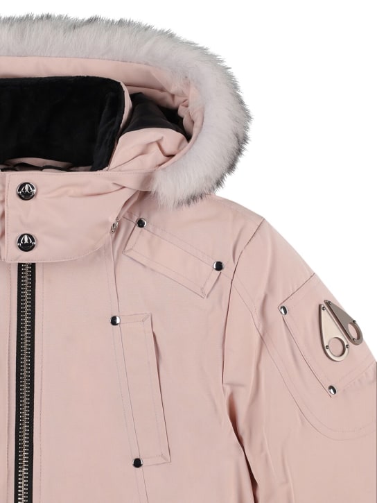 Moose Knuckles: Nylon down bomber jacket w/ fur - Pink - kids-girls_1 | Luisa Via Roma