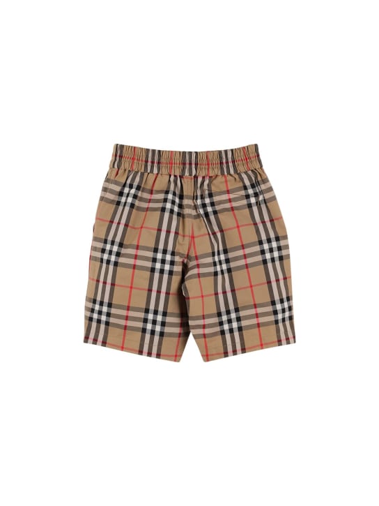 Burberry: Shorts aus Baumwolldenim mit Druck - Beige - kids-boys_1 | Luisa Via Roma