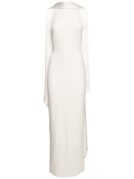 Solace London: Dahlia knit long dress w/scarf - White - women_0 | Luisa Via Roma