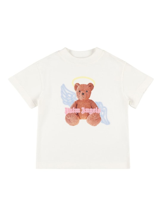 Palm Angels: T-Shirt aus Baumwolle mit Bärendruck - Off-White - kids-girls_0 | Luisa Via Roma