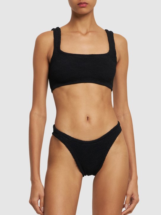 Hunza G: Xandra seersucker bikini set - Black - women_1 | Luisa Via Roma