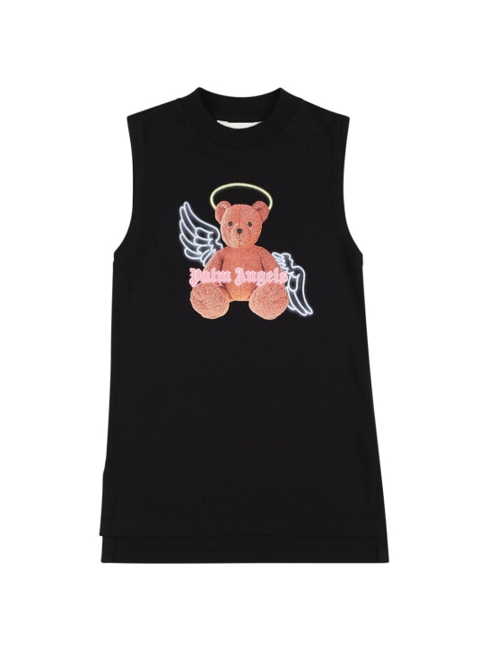 Palm Angels: Vestido de algodón - Negro - kids-girls_0 | Luisa Via Roma