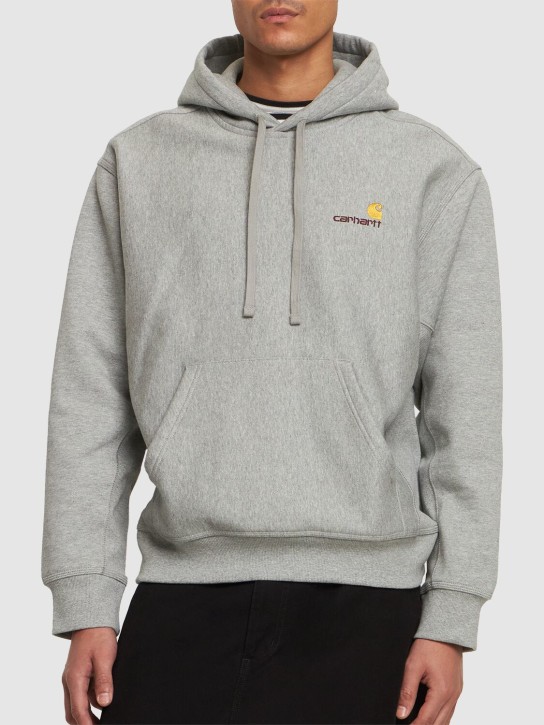 Carhartt WIP: American Script sweatshirt hoodie - Heather Grey - men_2 | Luisa Via Roma
