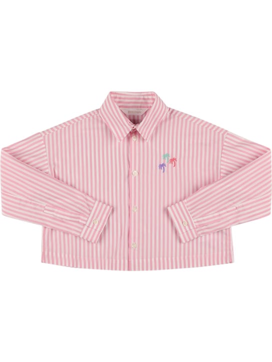 Palm Angels: Camicia cropped in cotone - Rosa - kids-girls_0 | Luisa Via Roma