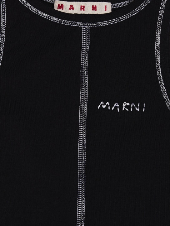 Marni Junior: Top sin mangas de jersey de algodón con correas - Negro - kids-girls_1 | Luisa Via Roma
