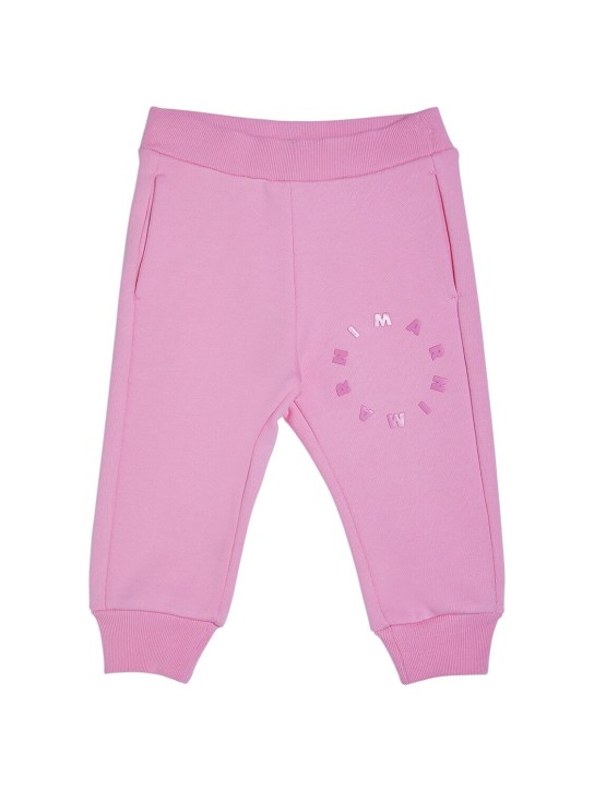 Marni Junior: Pantalon en molleton de coton à logo - Rose - kids-girls_0 | Luisa Via Roma