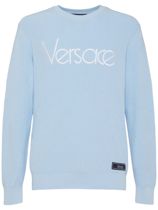 Versace: Suéter con logo - Pastel - men_0 | Luisa Via Roma