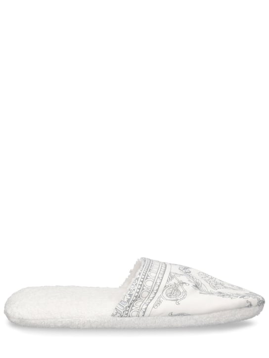 Versace: Barocco & Robe cotton slippers - Beyaz - ecraft_0 | Luisa Via Roma
