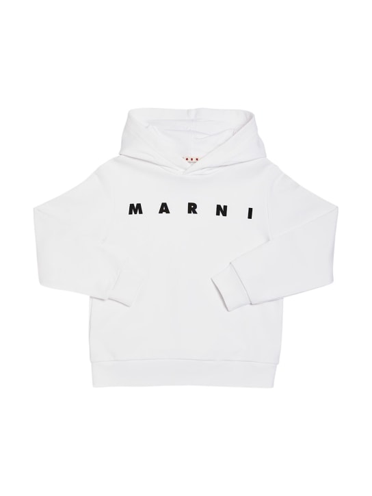 Marni Junior: Hooded cotton sweatshirt - White - kids-boys_0 | Luisa Via Roma