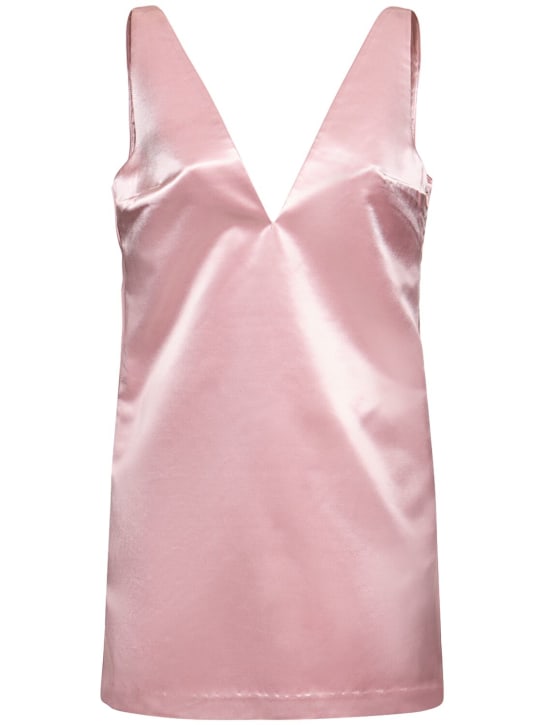 Staud: Teagan tech satin V-neck mini dress - Pink - women_0 | Luisa Via Roma