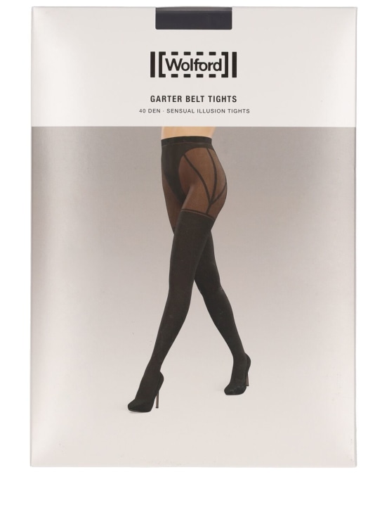 Wolford: Garter belt illusion tights - Siyah - women_0 | Luisa Via Roma