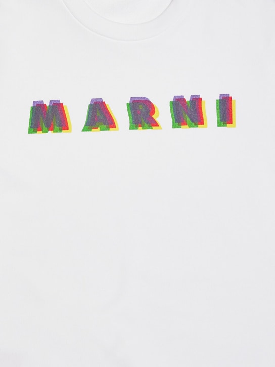 Marni Junior: Logo print cotton sweatshirt - Beyaz - kids-boys_1 | Luisa Via Roma
