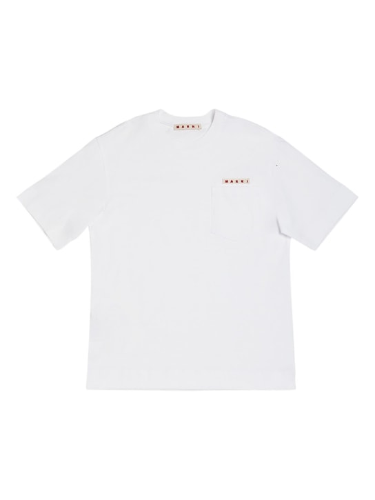 Marni Junior: Logo print cotton jersey t-shirt - Beyaz - kids-boys_0 | Luisa Via Roma