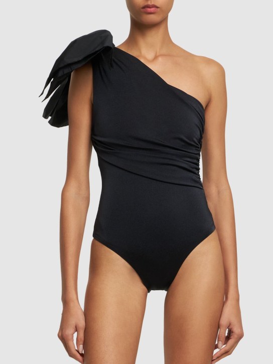 Giambattista Valli: Lycra one shoulder one piece swimsuit - Siyah - women_1 | Luisa Via Roma