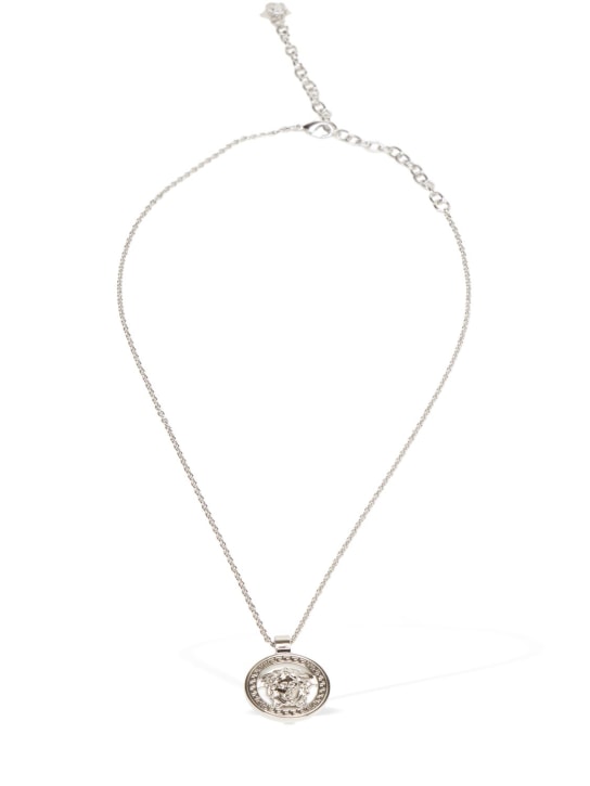 Versace: Metal necklace logo charm - 3j030-palladium - men_0 | Luisa Via Roma