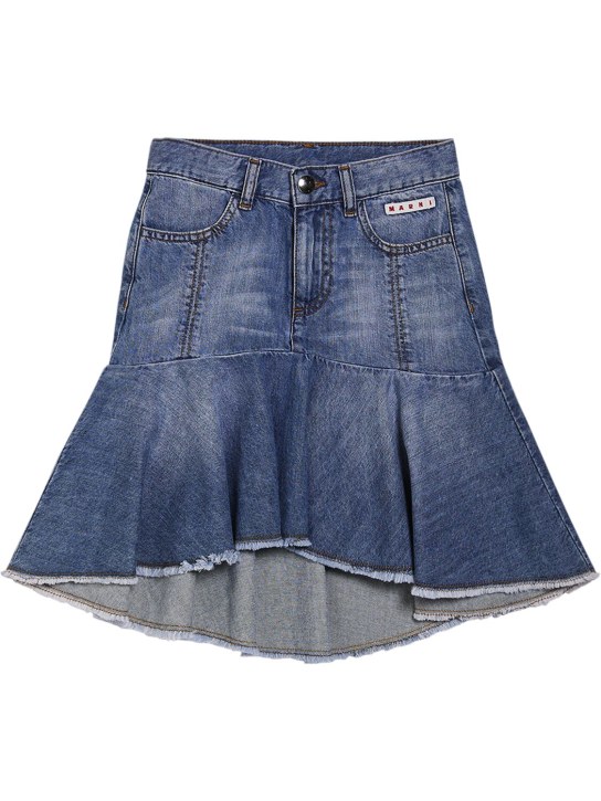 Marni Junior: Light denim asymmetric mini skirt - Kot - kids-girls_0 | Luisa Via Roma