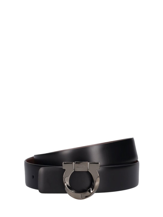 Ferragamo: 3.5mm Leather belt - Black/Brown - men_0 | Luisa Via Roma