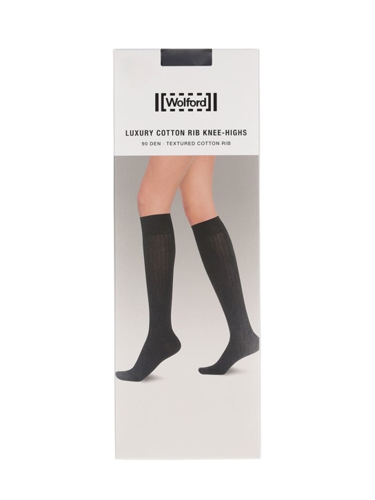Wolford: Calcetines hasta la rodilla de algodón - Negro - women_0 | Luisa Via Roma