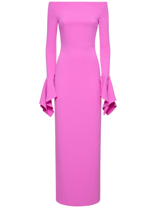 Solace London: Amalie off-the-shoulder crepe long dress - Pink - women_0 | Luisa Via Roma