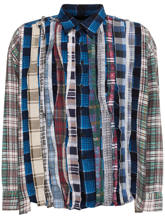 Needles: Ribbon cotton flannel shirt - Renkli - men_0 | Luisa Via Roma