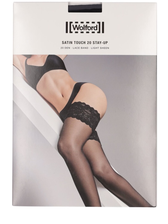Wolford: Satin touch 20 stay-up stockings - Black - women_0 | Luisa Via Roma