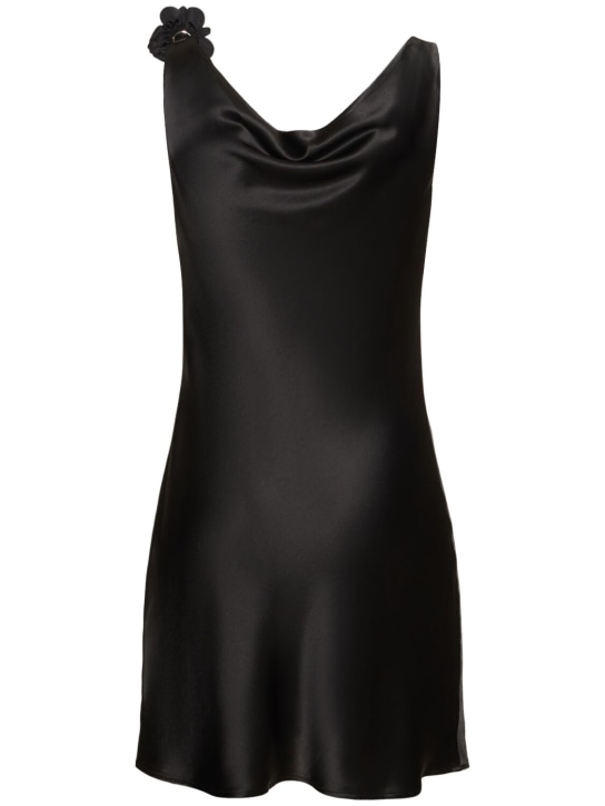 Staud: Delilah rose satin mini dress - Black - women_0 | Luisa Via Roma