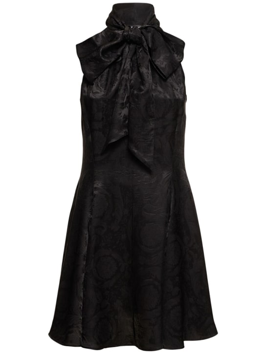 Versace: Robe en jacquard Baroque - Noir - women_0 | Luisa Via Roma