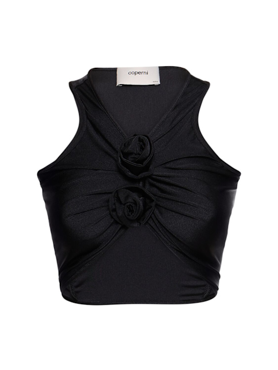 Coperni: Flower jersey top - Black - women_0 | Luisa Via Roma