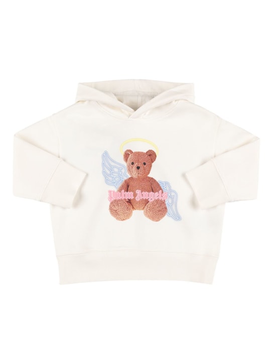 Palm Angels: PA bear angel cotton hoodie - Off-White - kids-girls_0 | Luisa Via Roma