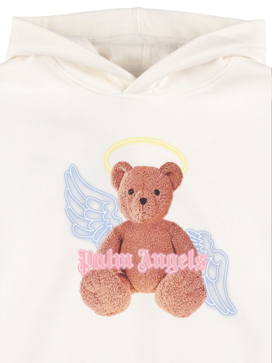 Palm Angels: PA bear angel cotton hoodie - Off-White - kids-girls_1 | Luisa Via Roma