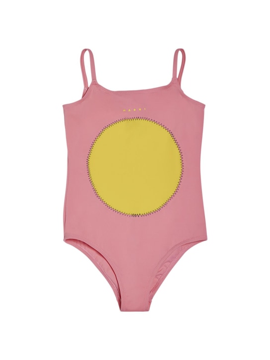 Marni Junior: 자수 사이클 원피스 수영복 - 핑크 - kids-girls_0 | Luisa Via Roma