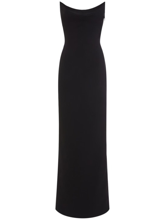 Versace: Techno bonded granité gown - Black - women_0 | Luisa Via Roma