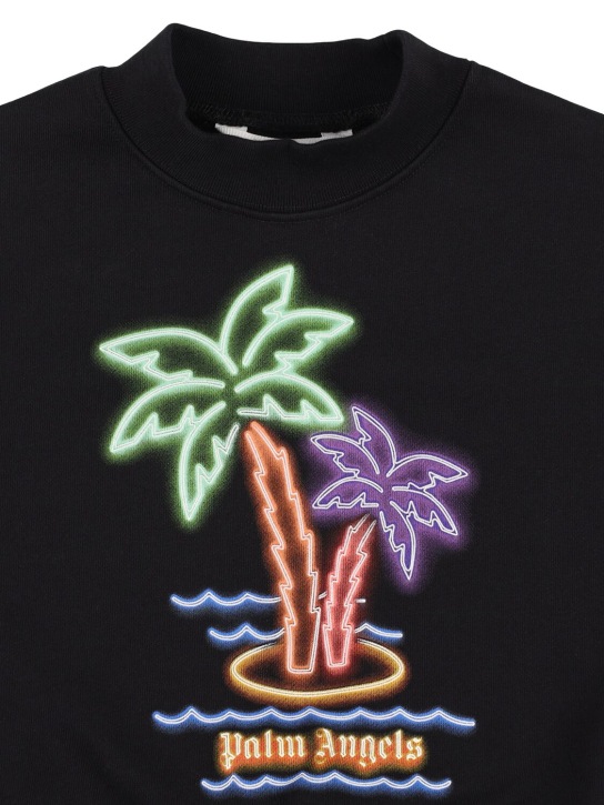 Palm Angels: Sweat-shirt à col ras-du-cou Neon Palms - Noir/Multi - kids-boys_1 | Luisa Via Roma