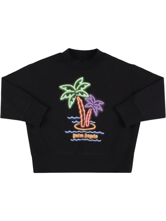 Palm Angels: Neon Palms crewneck sweatshirt - Black/Multi - kids-girls_0 | Luisa Via Roma